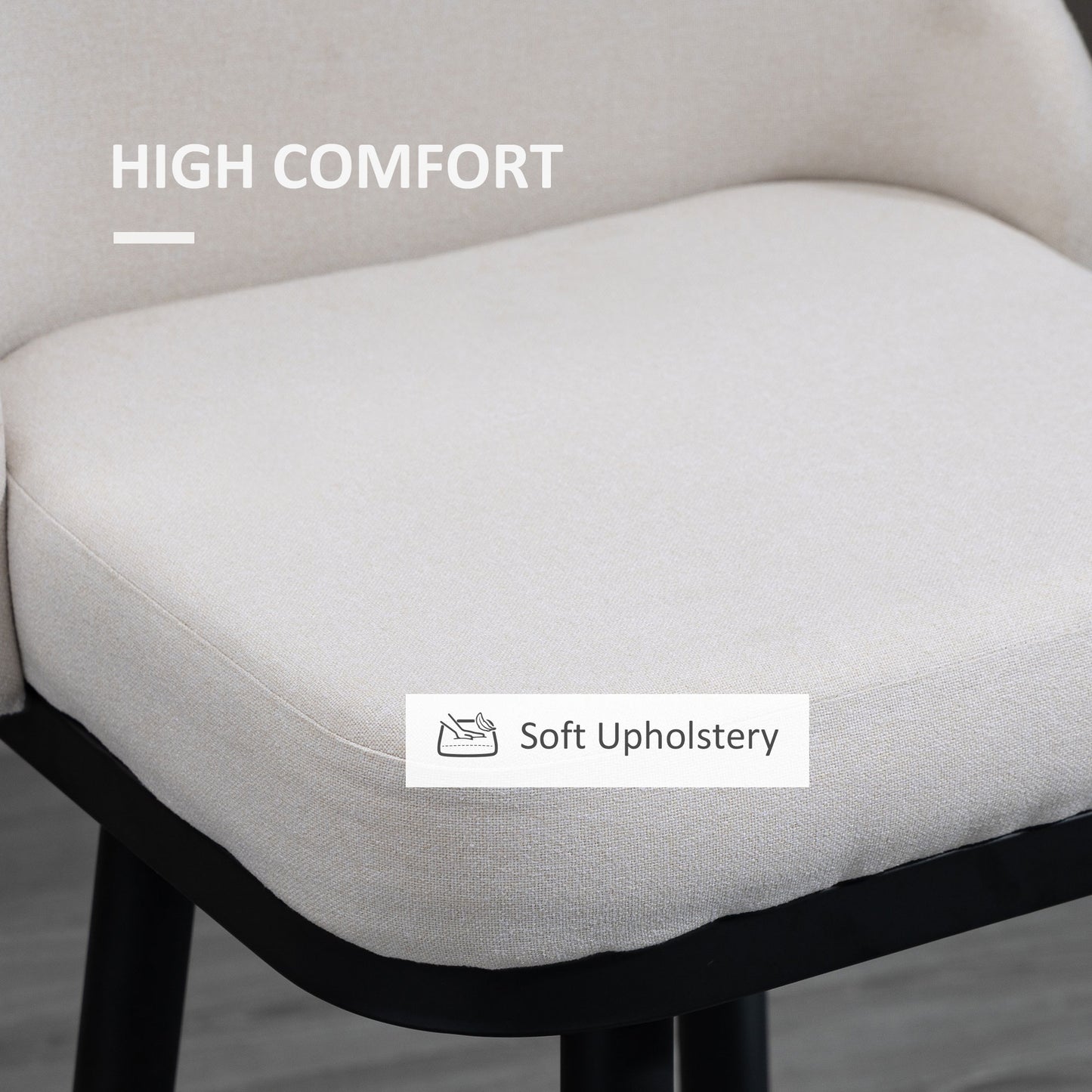 Set of 2 Cream White Bar Height Stools with 360° Swivel