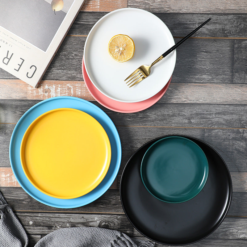 Nordic Ceramic Salad Plate - Multi-Color, 6/8/10 Inch, Elegant Kitchenware
