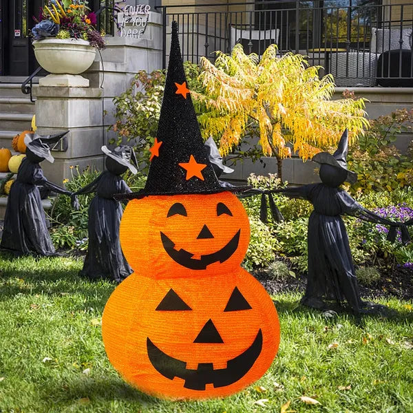 3FT Halloween Pumpkin Decoration - Pre-Lit LED Jack-o-Lantern with Metal Stand