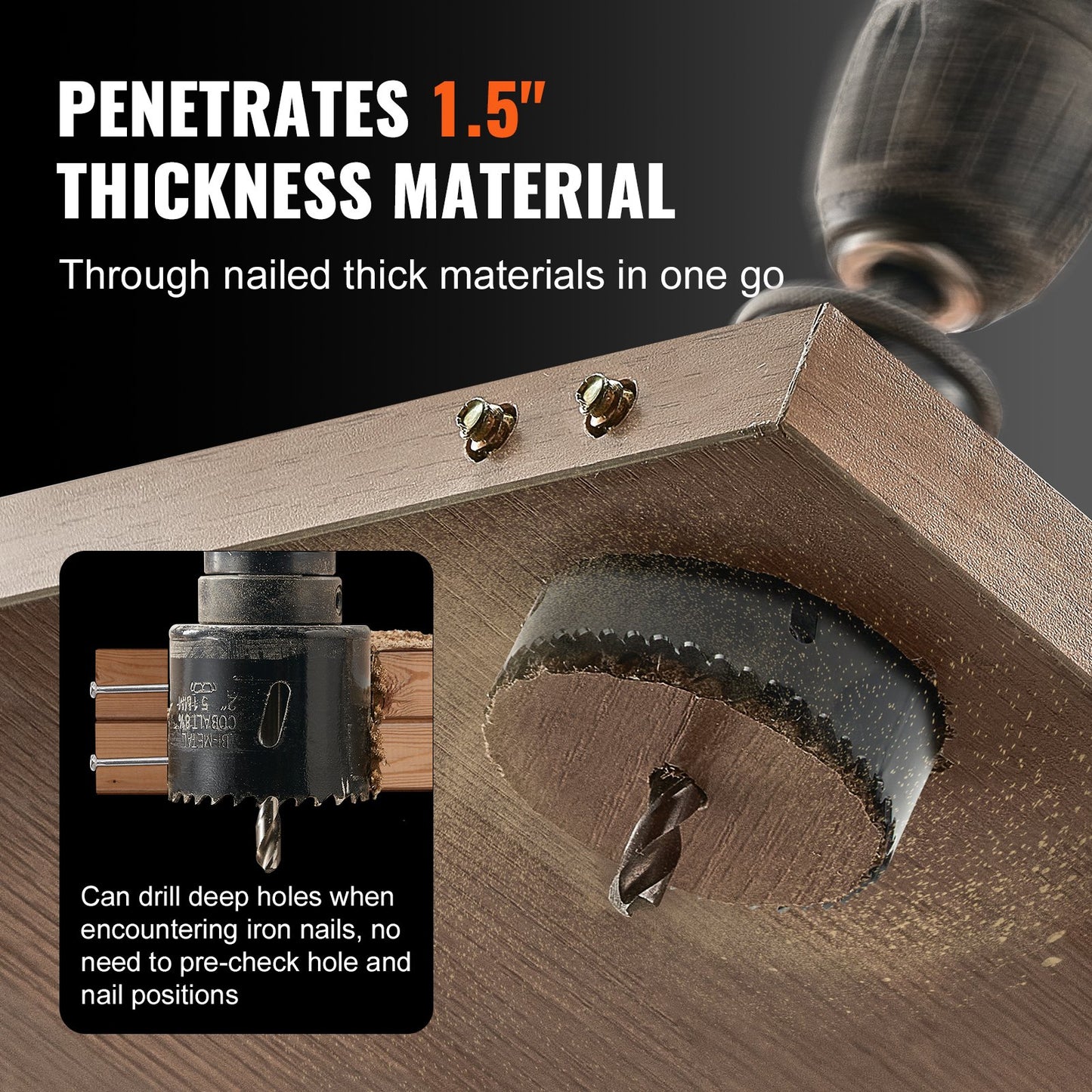 18-Piece Hole Saw Kit with Bi-Metal Blades for Wood, Plastic & Metal - Black