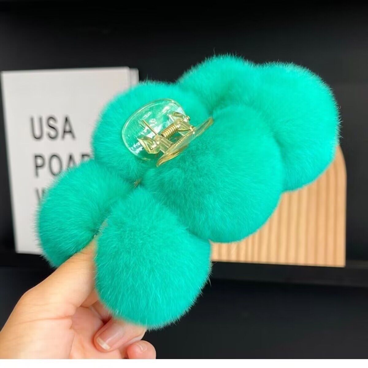 Elegant Rabbit Fur Ball Hairpin Plush Grip