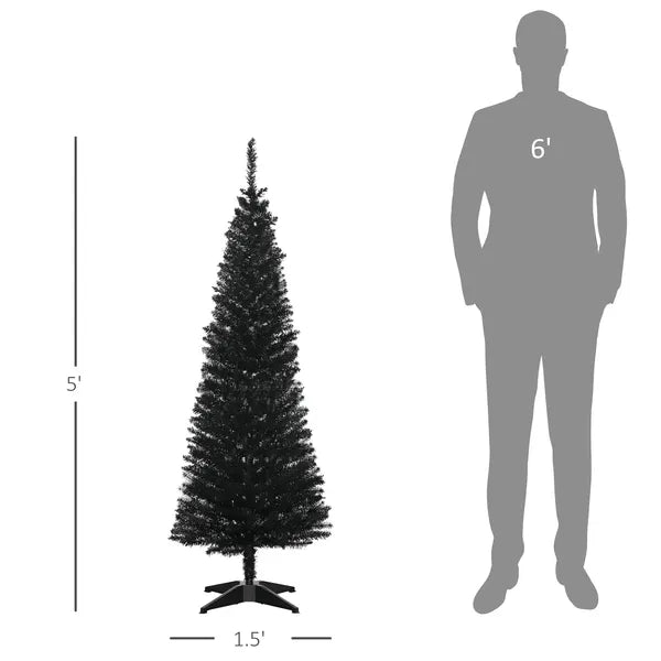 5ft Slim Pencil Artificial Christmas Tree - Black