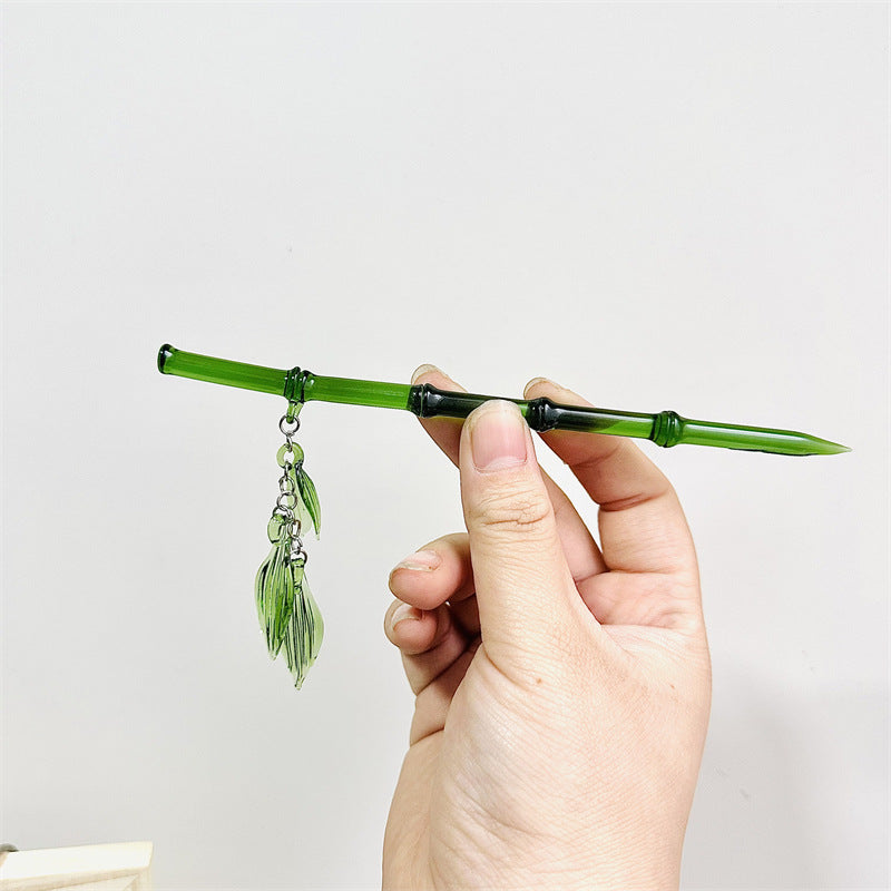 Glazed Bamboo Leaf Hairpin