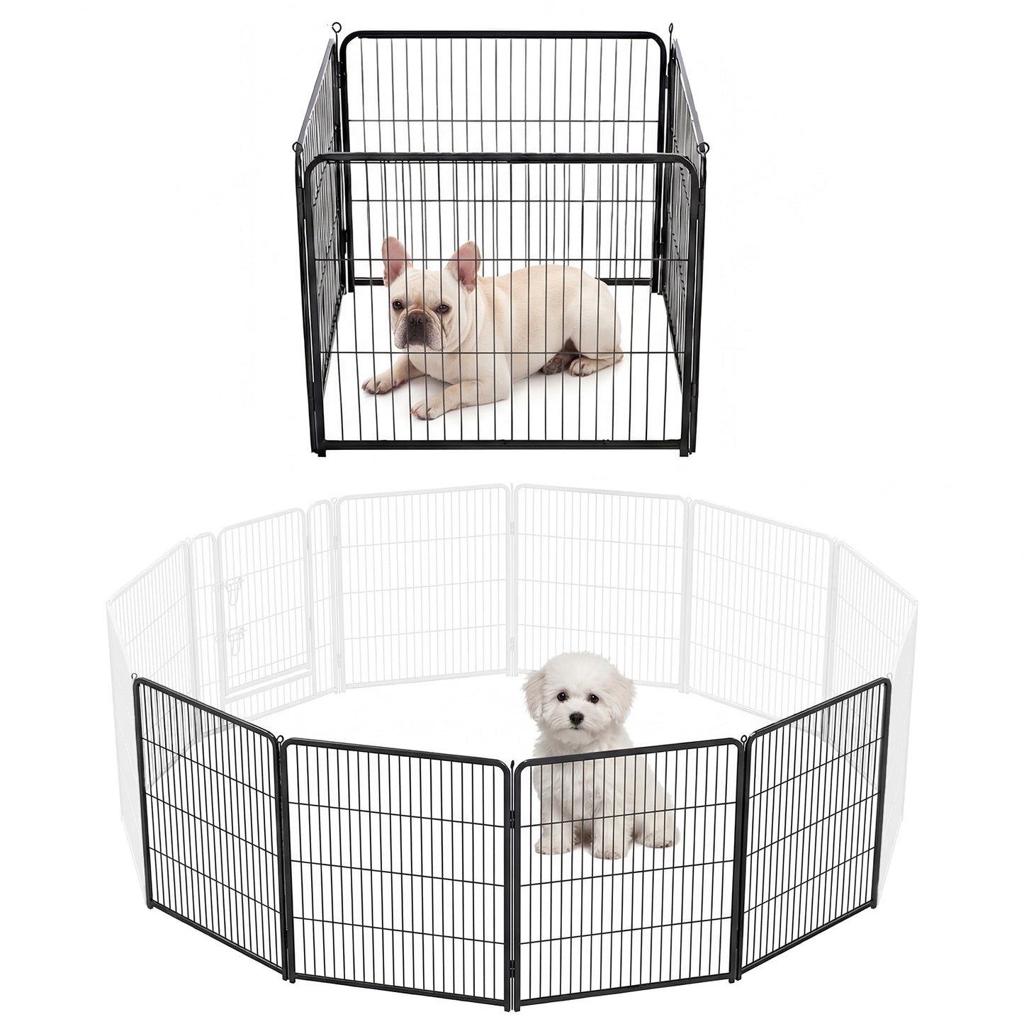 Foldable Metal Pet Fence with Door for Indoor & Outdoor Dog Safety - Multiple Sizes