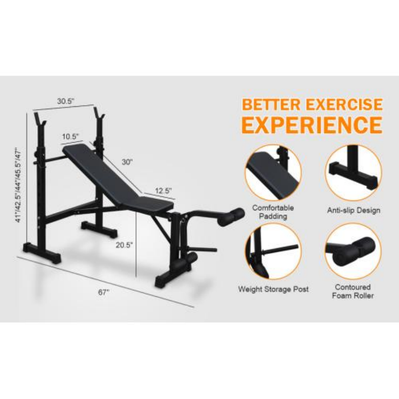 Olympic Weight Bench Set with Squat Rack for Home Gym