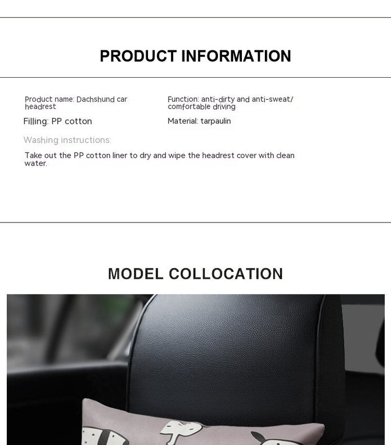 Car Seat Neck Protection Pillow Dachshund Style Waterproof Cushion