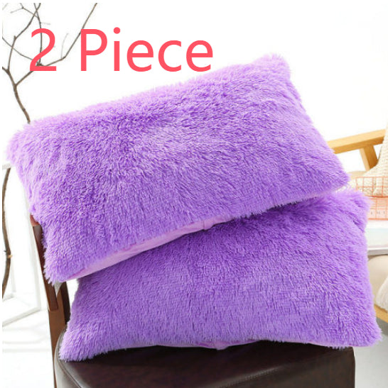 Winter Plush Pillowcase Set - Fluffy Long Plush & Velvet Bedding