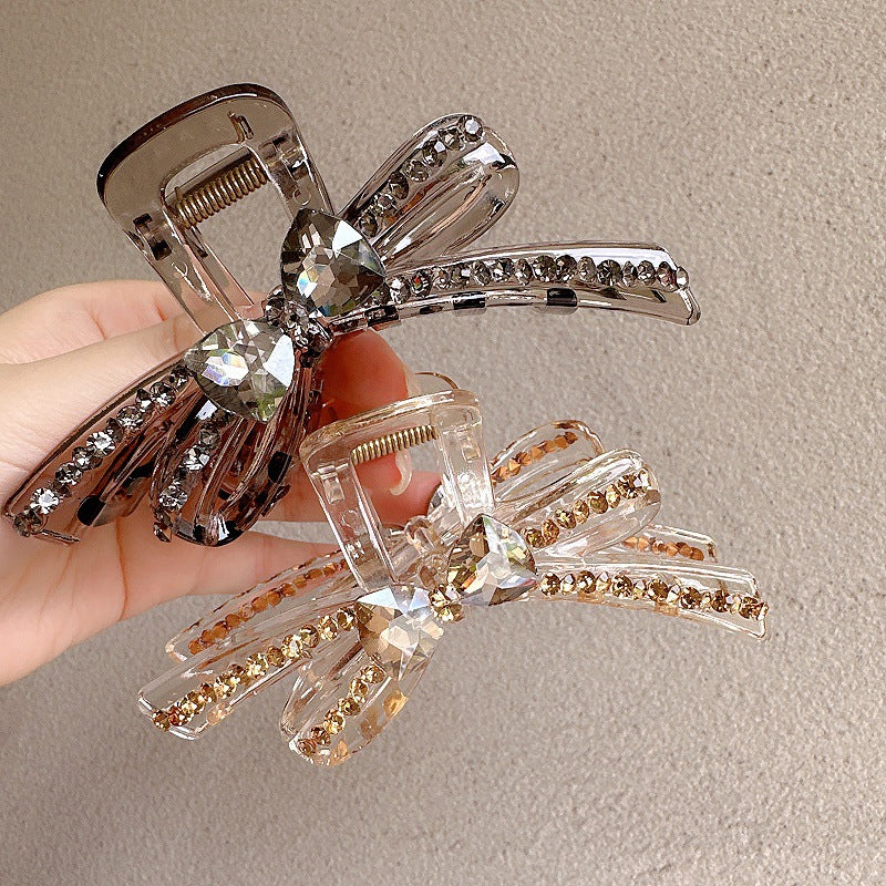 Acrylic Crystal Bow Hair Clip for Women