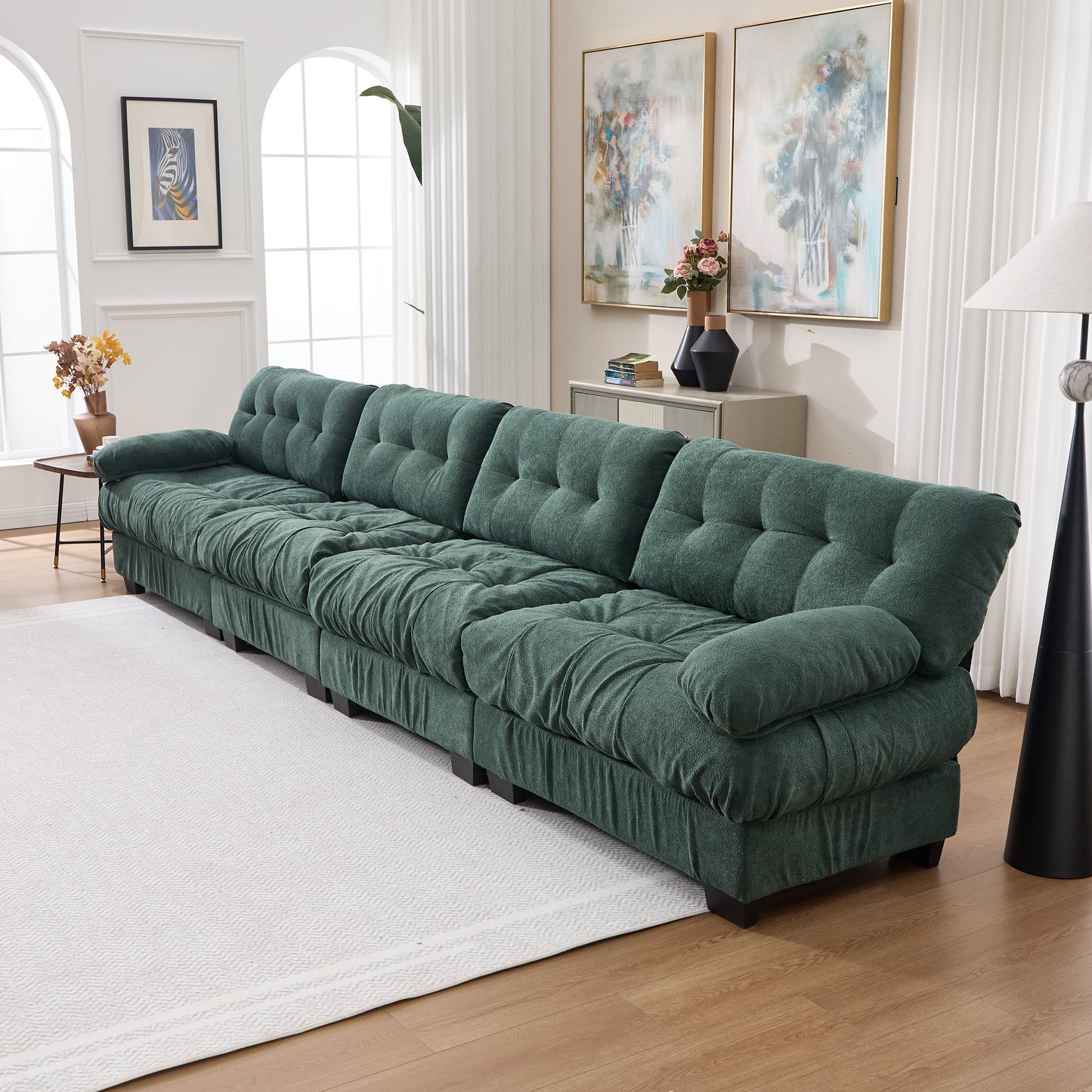 Modular Sectional Sofa - Cloud Couch with 6 Pillows, Green
