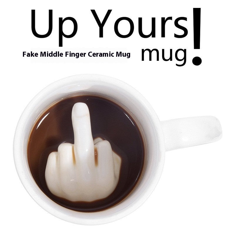 Novelty Ceramic Middle Finger Mug - 201/300ml Spoof Cup for Gifts