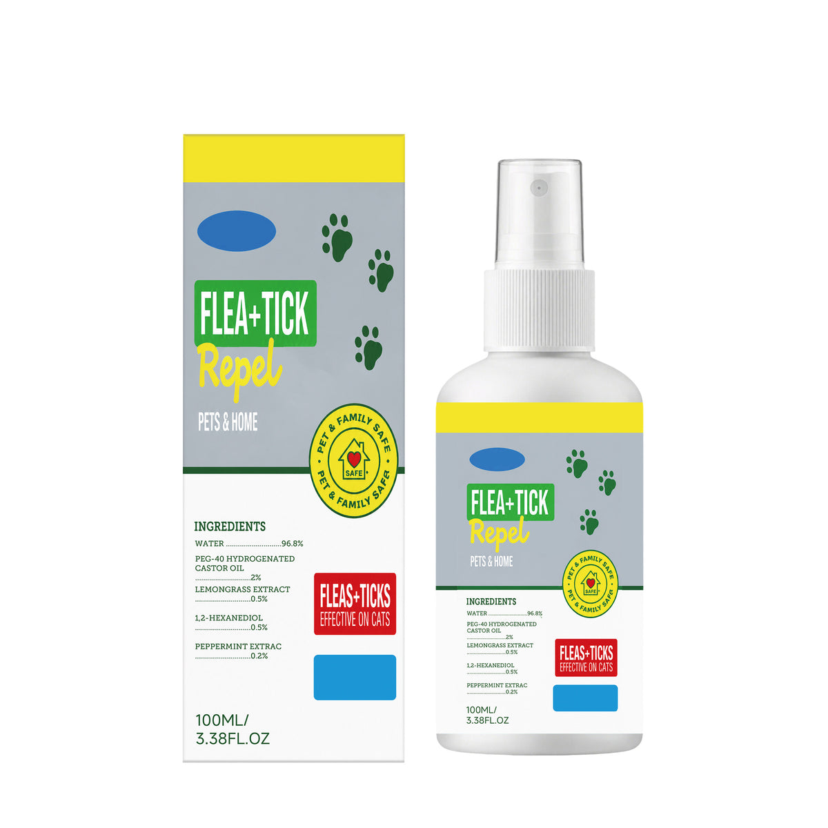 Flea and Tick Spray for Cats and Dogs - 100ml Insect Repellent