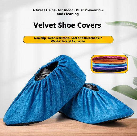 Flannelette Shoe Covers Glazed Blue - Waterproof Fabric Protectors, 1 Piece