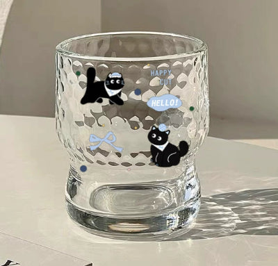 Cute Cartoon Glass Water Cup with Stickers - Milk & Drinkware for Home