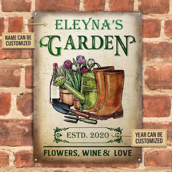 Personalized Vintage Metal Garden Sign - Plant Smiles & Grow Love