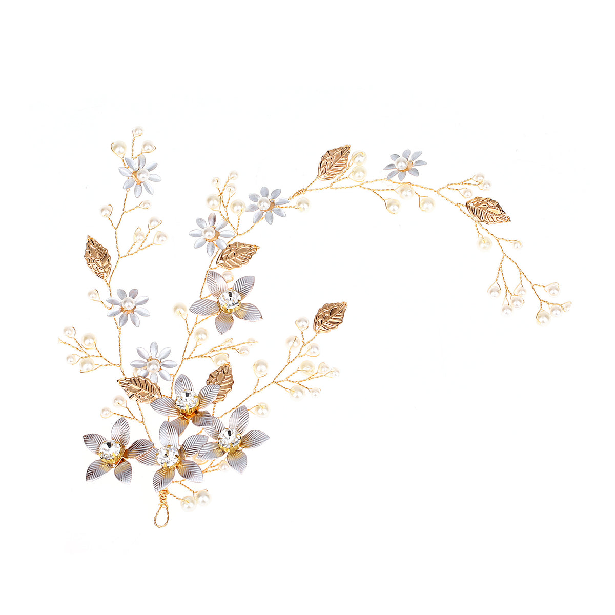 Golden Leaf Flower Hair Band - Wedding Bridal Accessory