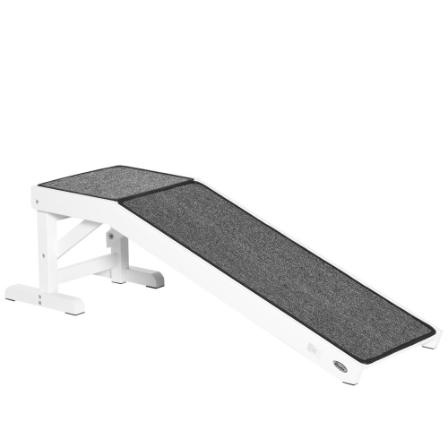 Dog Ramp for Bed with Non-Slip Carpet & Top Platform - 49 Inch Wood Pet Steps