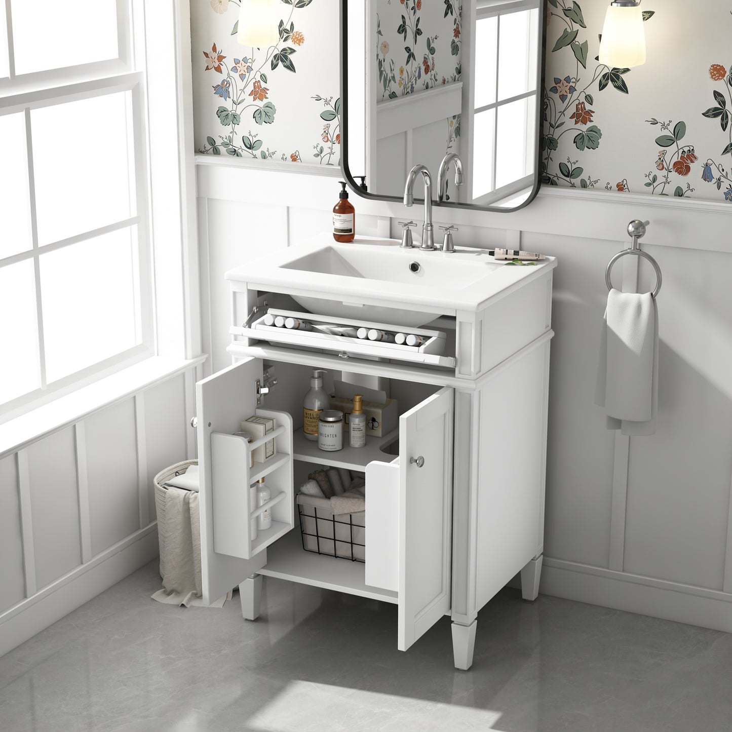 24" Bathroom Vanity with Sink, Soft-Close Doors & Storage