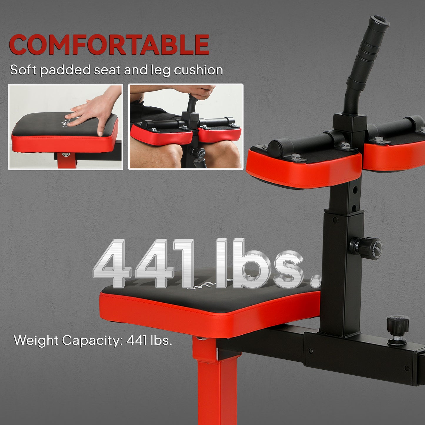 Adjustable Seated Calf Raise Machine - Red Steel Frame