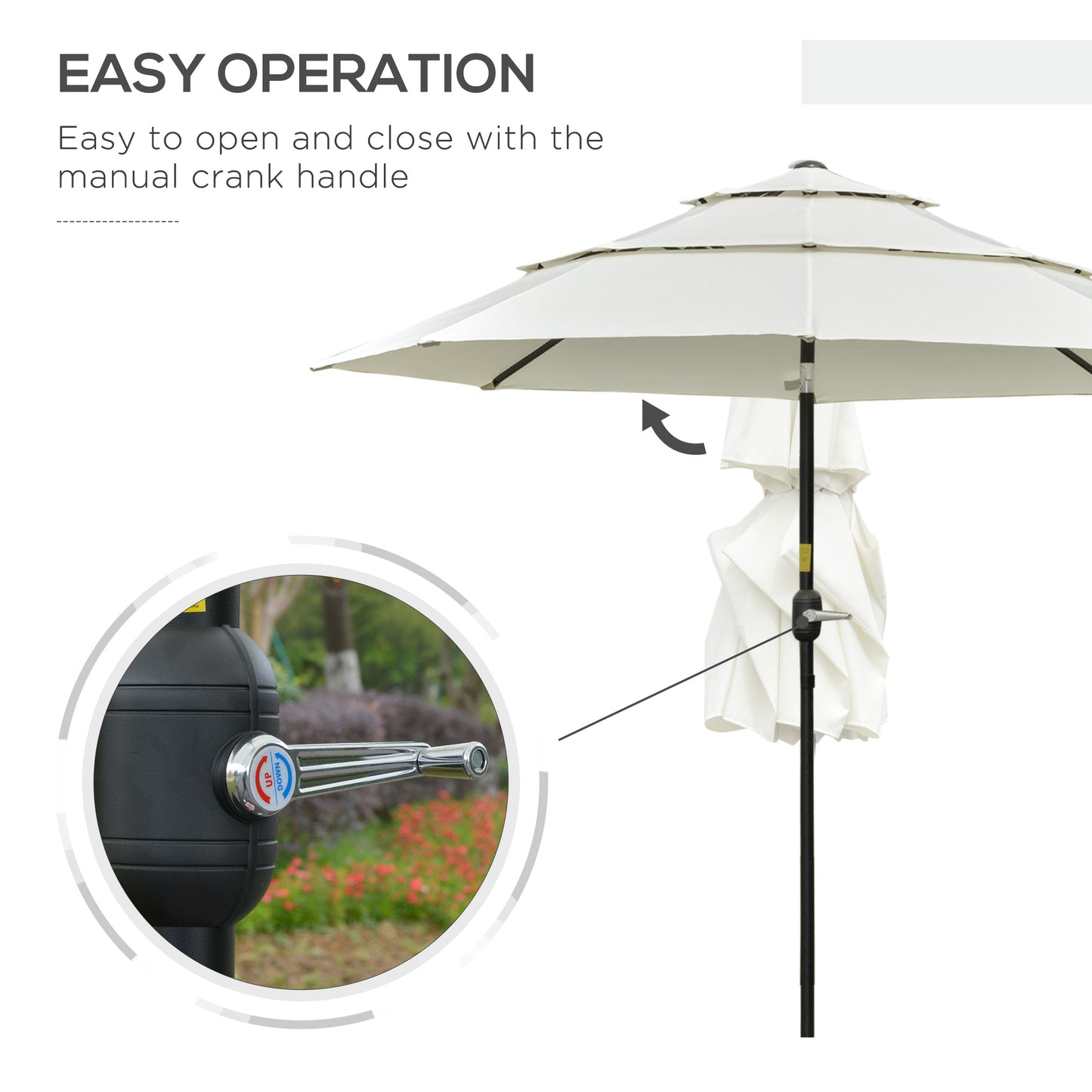 9ft 3-Tier Market Patio Umbrella with Crank & Tilt - Beige