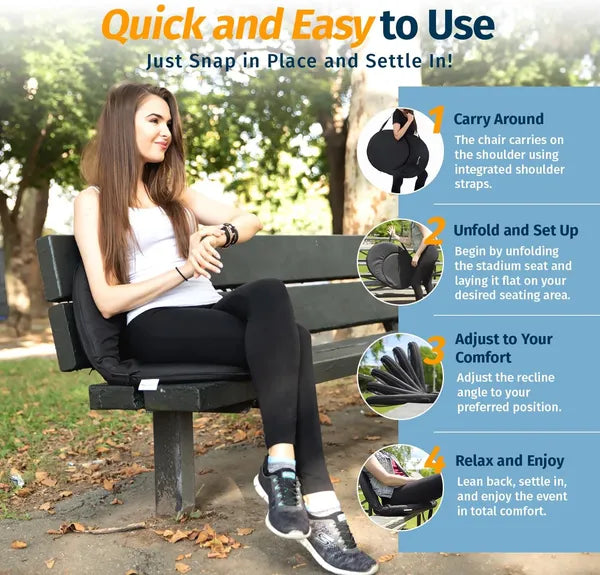 Reclining Stadium Seat - Waterproof, 6-Position Comfort