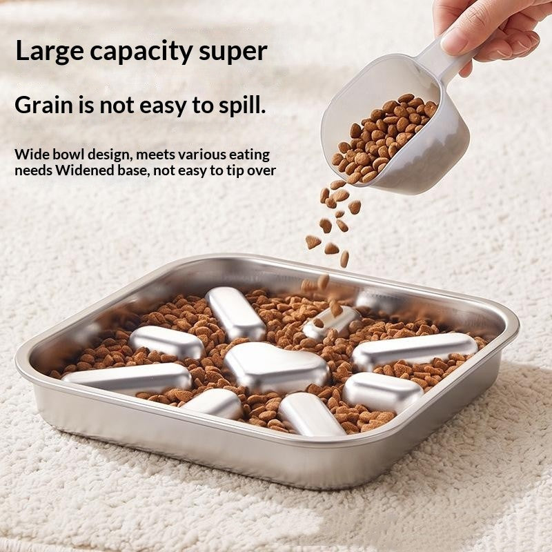Neck Support Dog Food Bowl - Tip-Proof Stainless Steel Square Pet Feeder