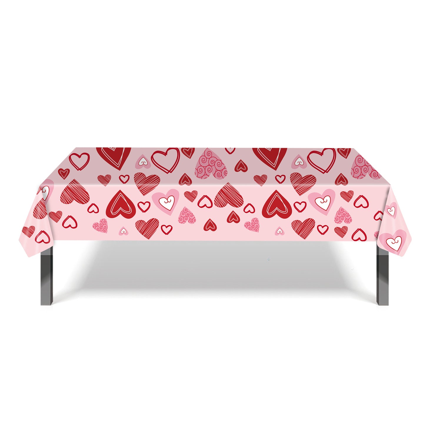 Valentine's Day Disposable Tablecloth - Heart & Love Gnome Design, 137x274cm, Party Table Cover