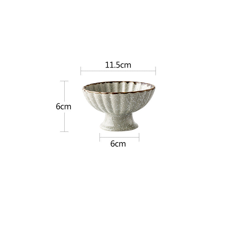 Japanese Retro Ceramic High-Footed Bowl - Vintage Porcelain Tableware