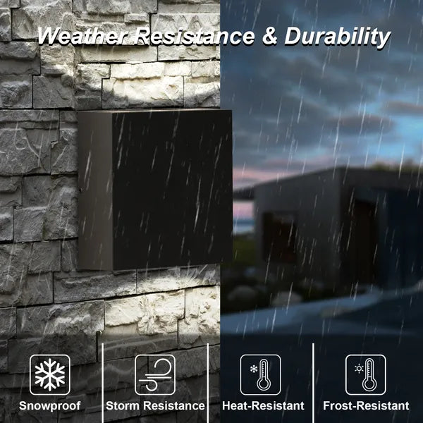Outdoor Wall Sconce Waterproof Up and Down Lighting Porch Lantern - Black