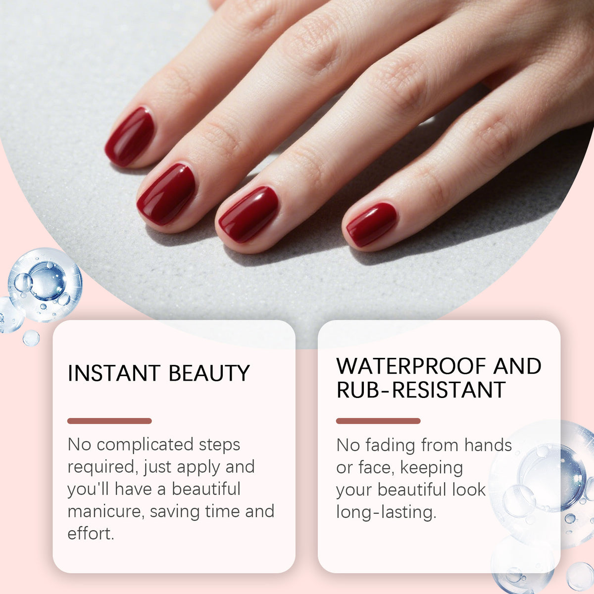 Waterproof Red Nail Stickers - Elegant 22-Piece Nail Art Decals