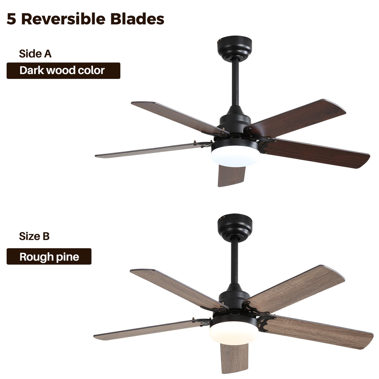 42-Inch Modern Ceiling Fan with LED Light & Remote Control - Black