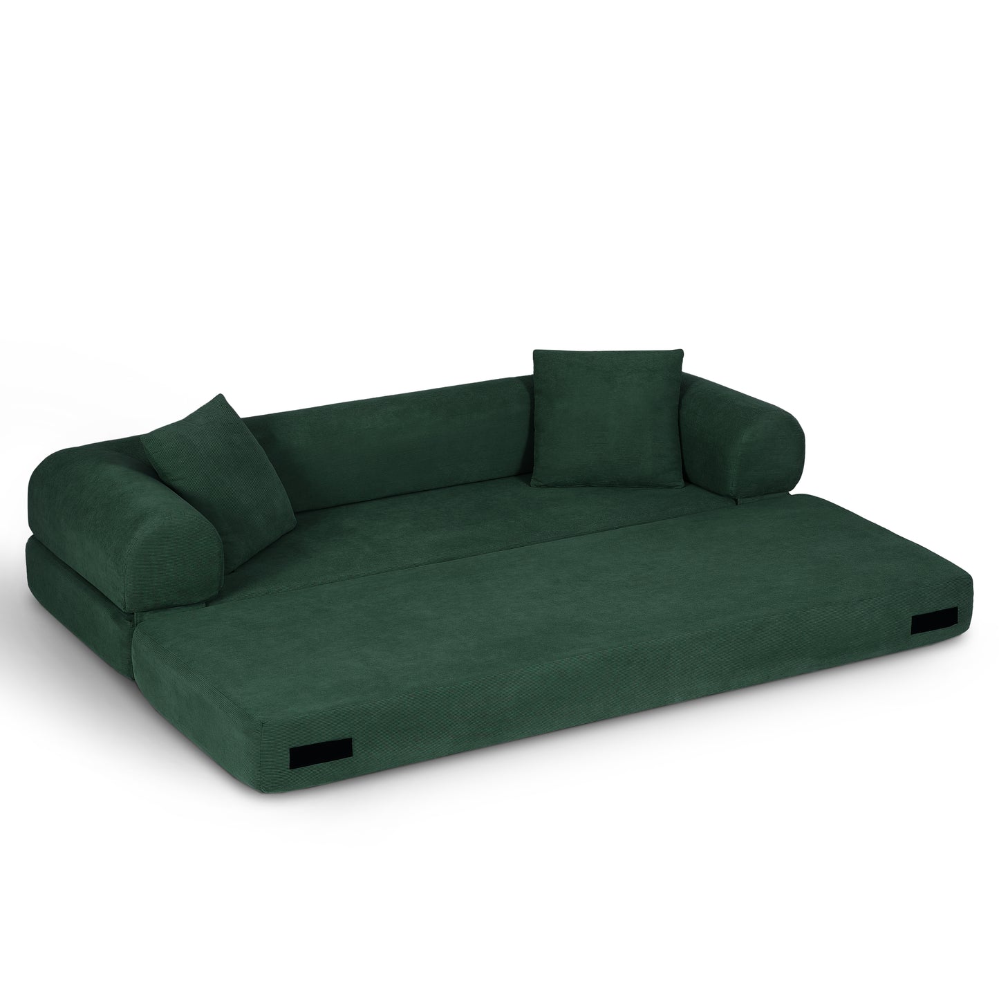 Convertible Sofa Bed Couch - 80 Inch Dark Green Sleeper with Storage