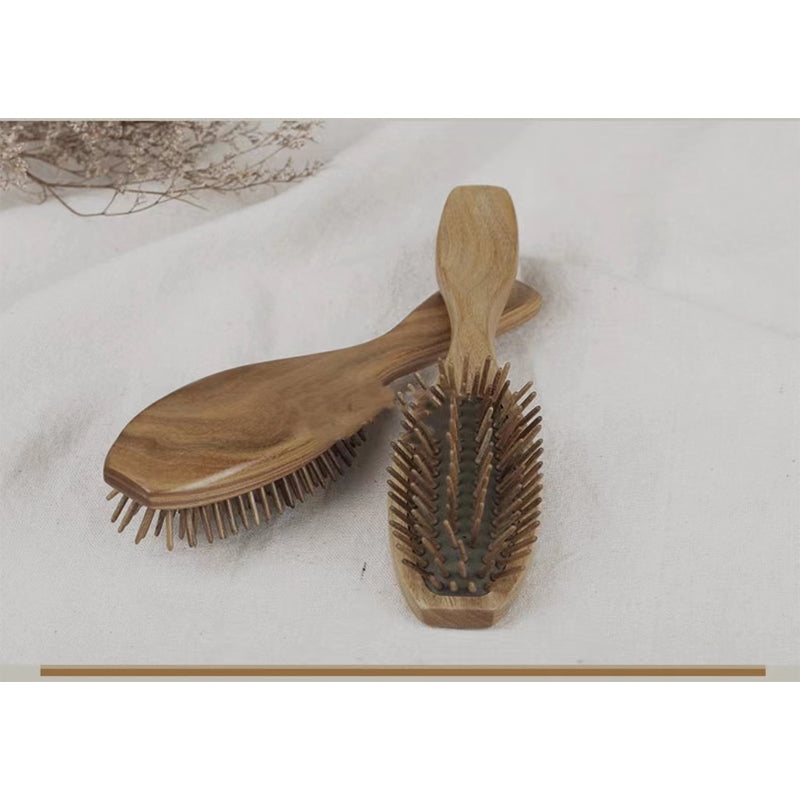 Natural Green Sandalwood Massage Comb - Scalp Massager & Wooden Hair Comb