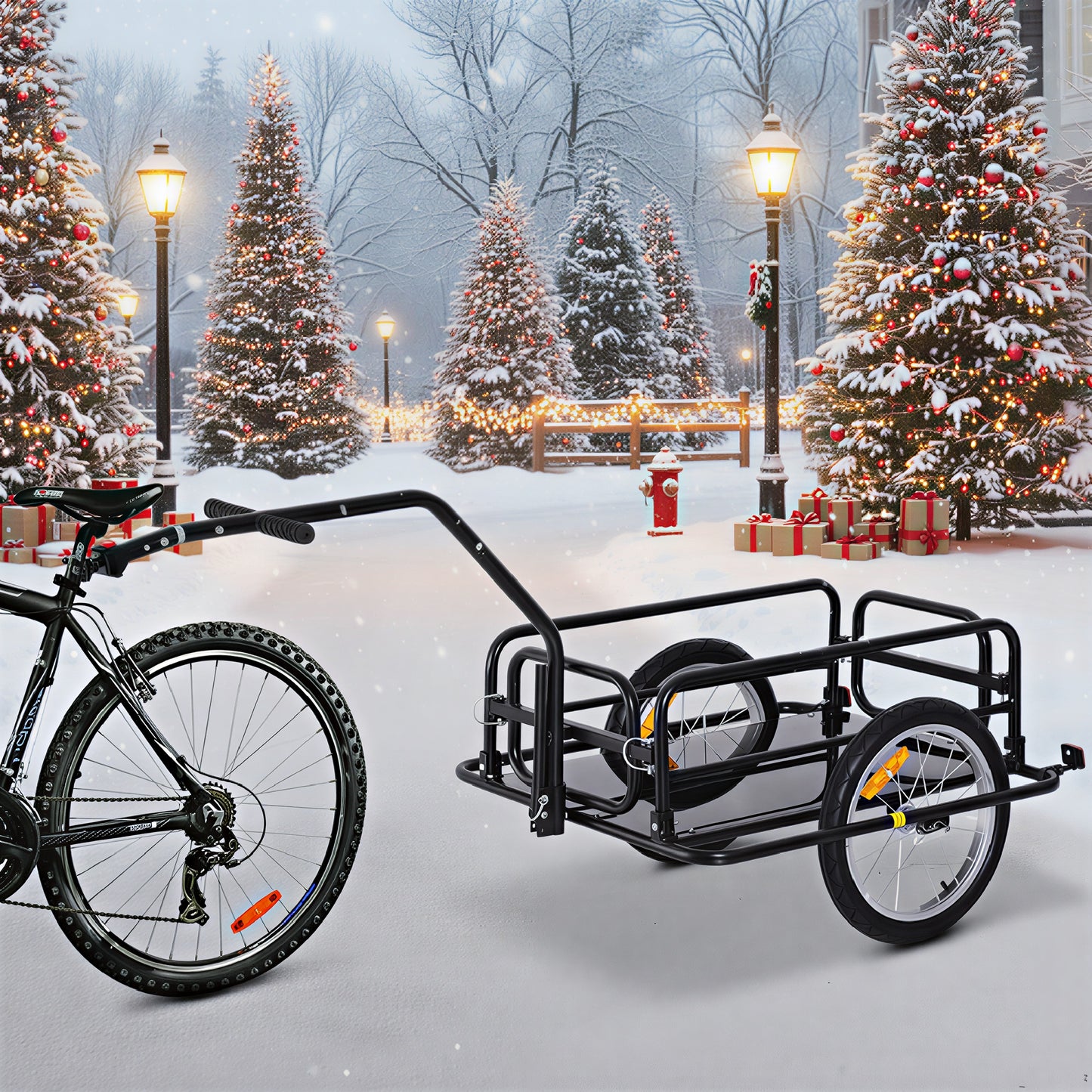 Foldable Bike Cargo Trailer Cart - 88 lbs Capacity, Black