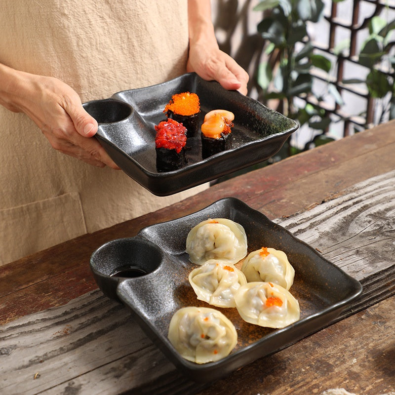 Ceramic Dumpling Plate - Creative Sushi & Household Dish, Multiple Colors