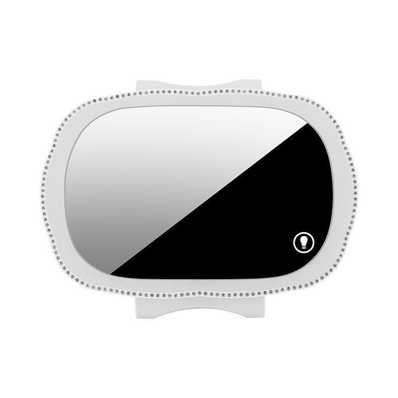 LED Makeup Mirror with Adjustable Brightness and Night Lighting - Sun Shade Compatible