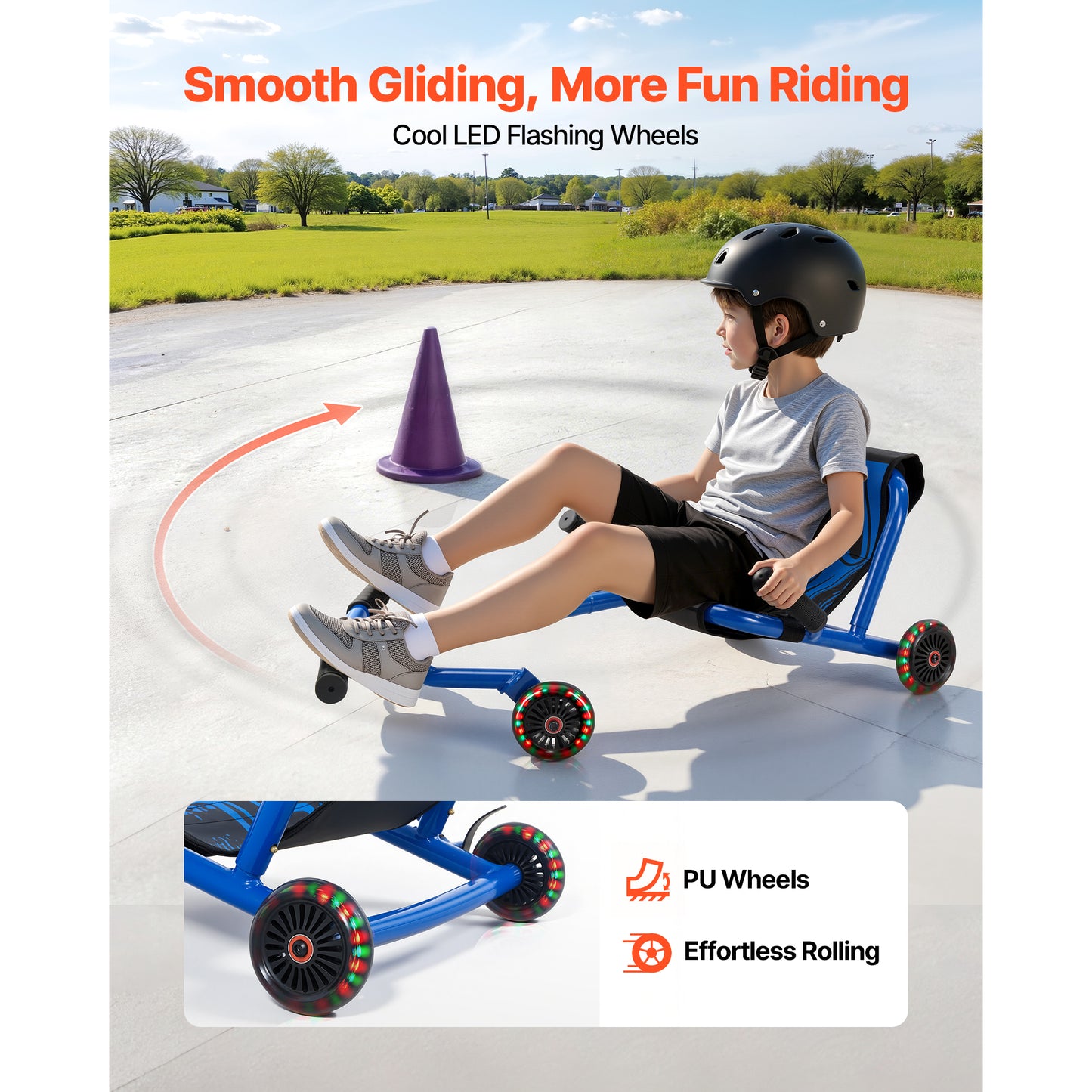 Ride On Scooter for Kids 150 Lbs Blue Swing Side-to-Side Indoor Outdoor