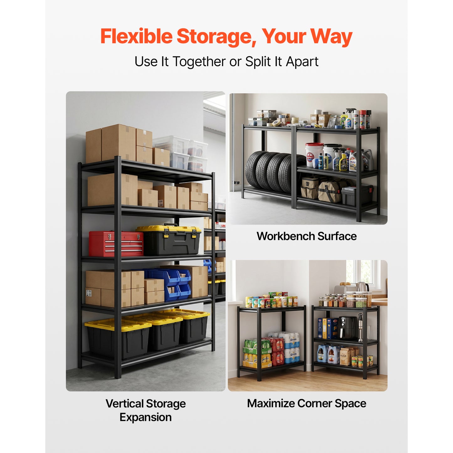 Heavy Duty Garage Storage Shelves - 5-Tier Adjustable Metal Utility Rack - 3000 Lb Capacity