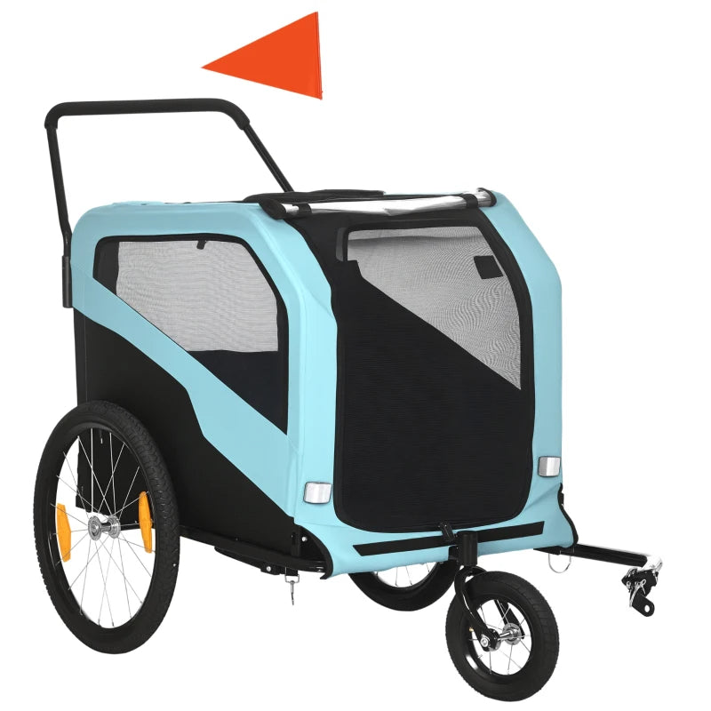 2-in-1 Pet Bike Trailer and Stroller for Large Dogs - Blue
