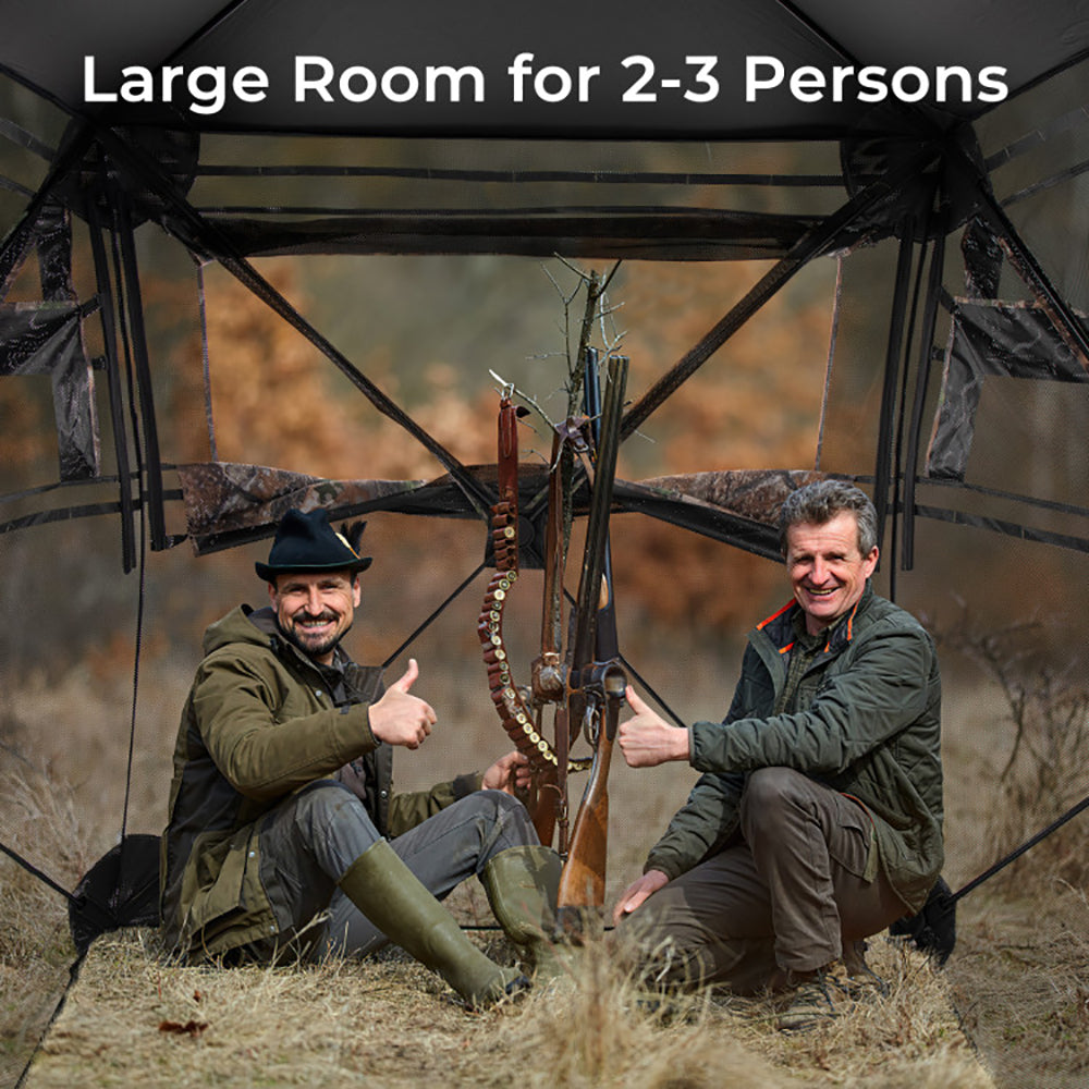 360-Degree One-Way See-Through Hunting Blind for 2-3 Persons - Camouflage