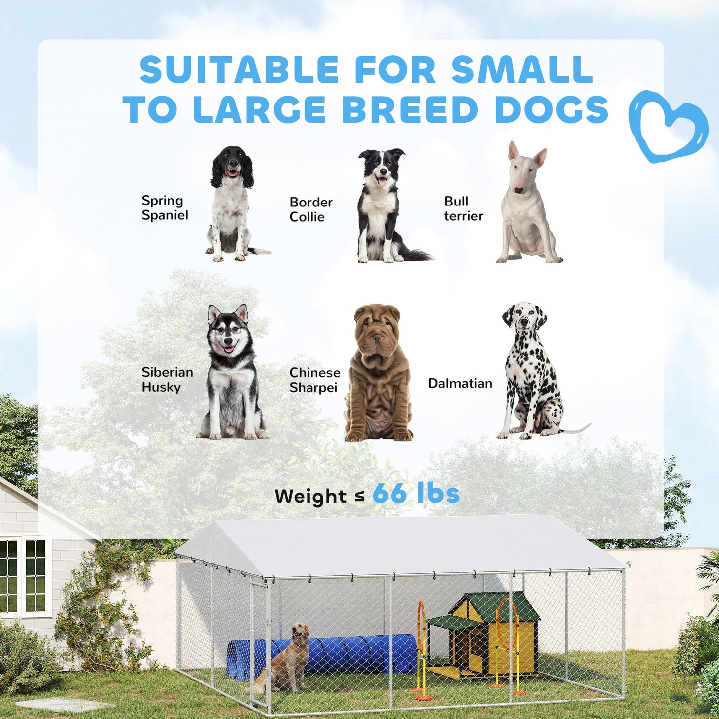 Outdoor Dog Kennel with Waterproof Roof for Small to Large Dogs - Silver 1850x330x180mm
