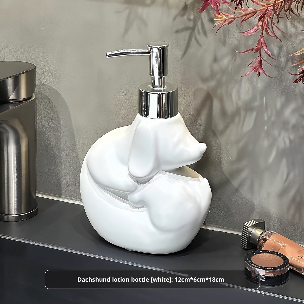 Cute Sausage Dog Lotion Bottle & Toothbrush Holder Set - Home Storage
