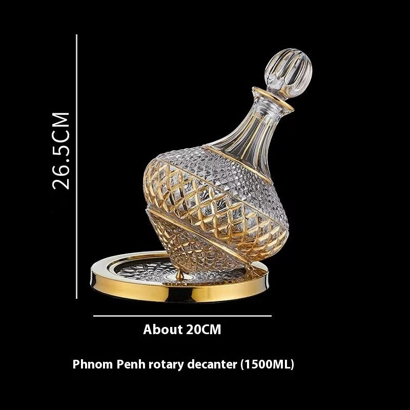 Luxury 1.5L Rotating Crystal Wine Decanter with Mirror Finish - Gift Bar Decor