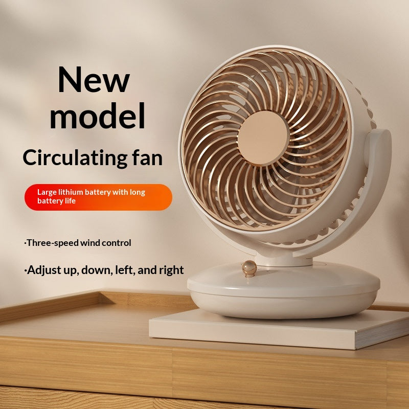 Automatic Oscillating Fan for Home Office Outdoor Use - Quiet, USB & Battery Powered