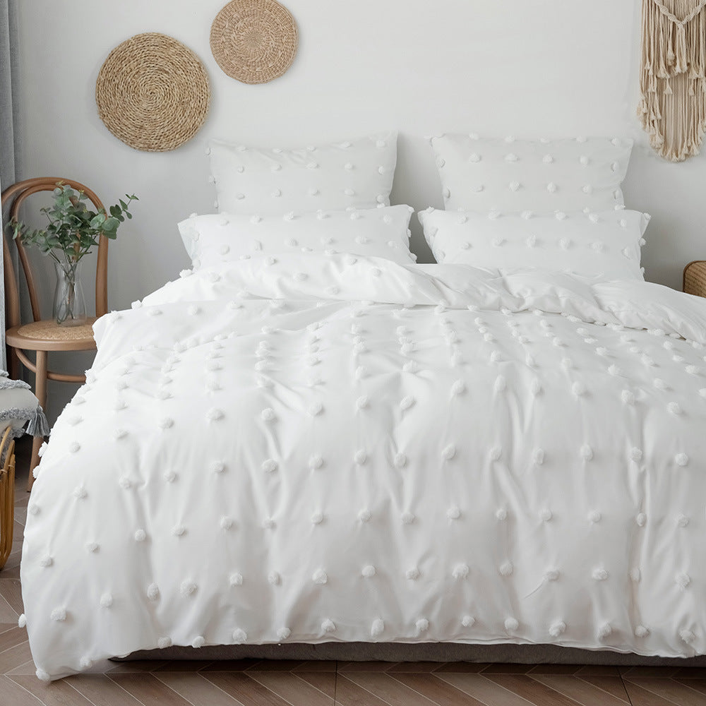 Nordic Style Bedding Set with Solid Color Quilt Cover and Pillowcases - Three-Piece Home Textile