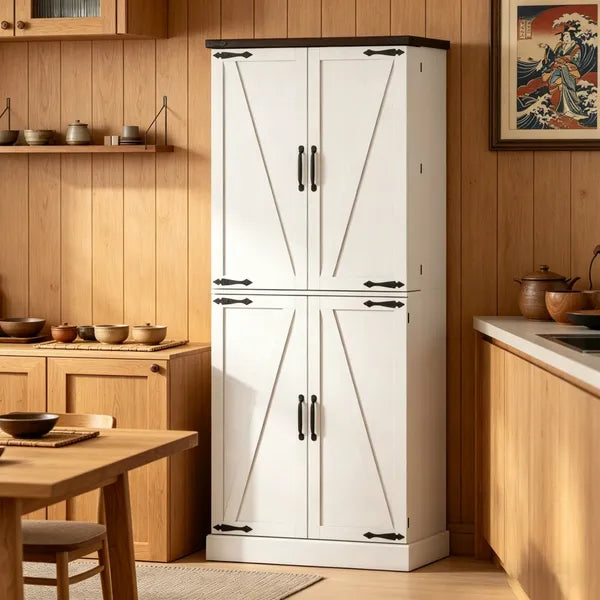 Rustic Barn Style Storage Cabinet With Adjustable Shelves 29.9 Inches