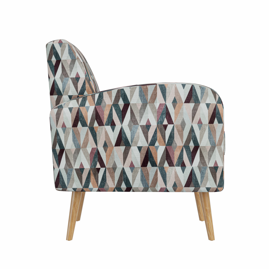 Darien Accent Arm Chair - Red and Tan Prism Pattern