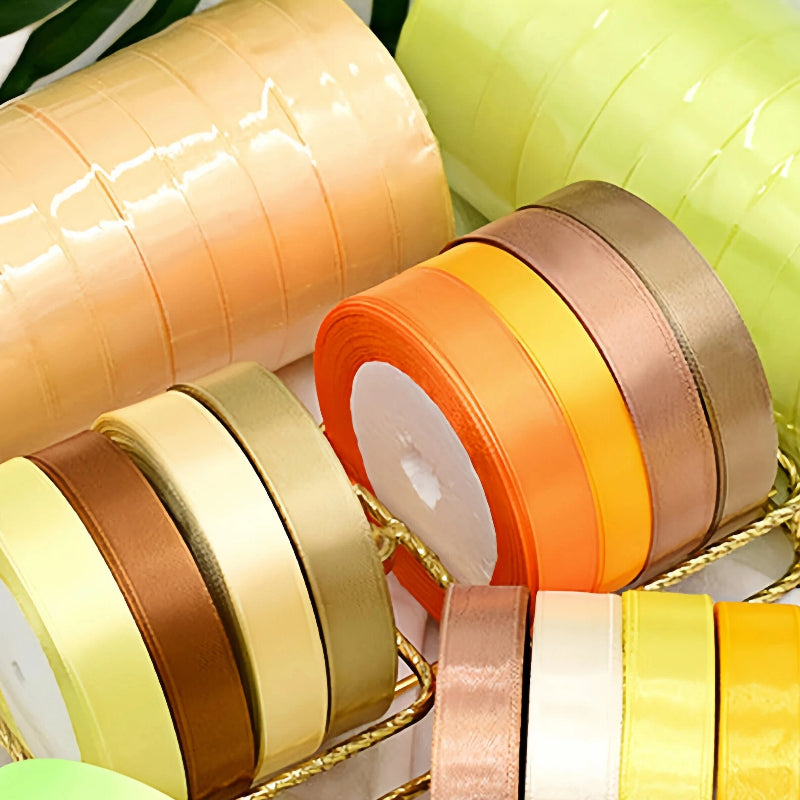1.5cm Satin Ribbon Gift Box Packaging Ribbon - Yellow, 0.9m
