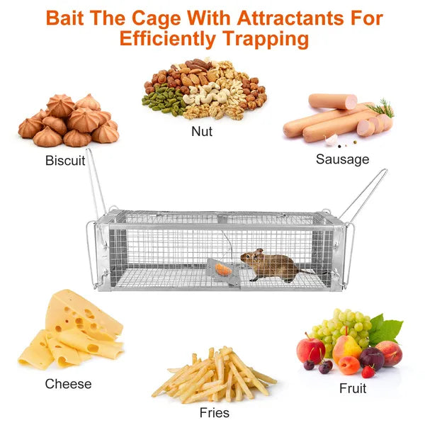 Humane Live Rat Trap Cage - Dual Door Zinc Electroplating