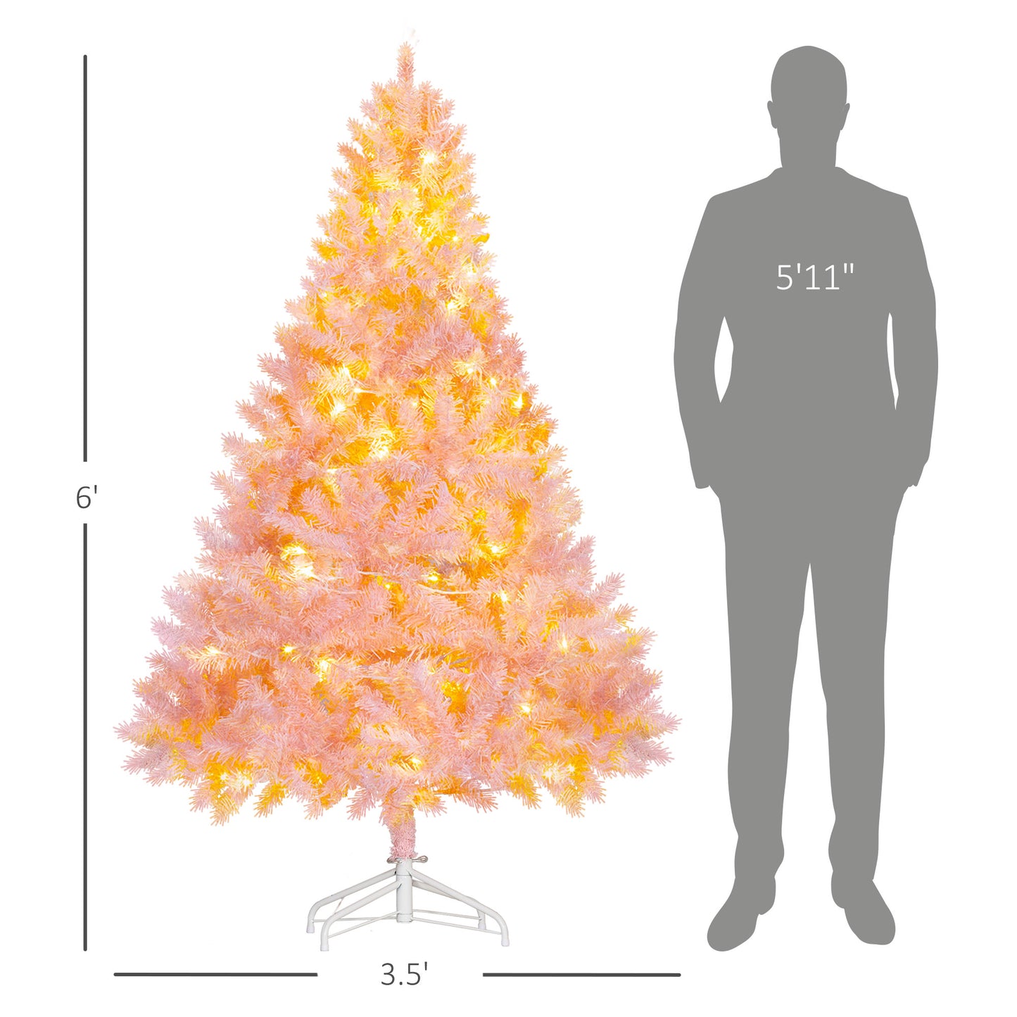 6' Tall Prelit Pink Christmas Tree with 250 LED Lights