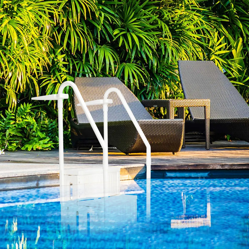 Swimming Pool Ladder - 2-Step White Plastic Escalator